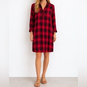J. Jill plaid woman Size X-Large long sleeve popover Tunic Dress Size X-Large